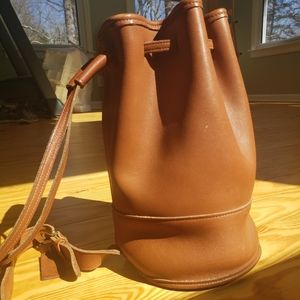 Coach brown leather draw bag